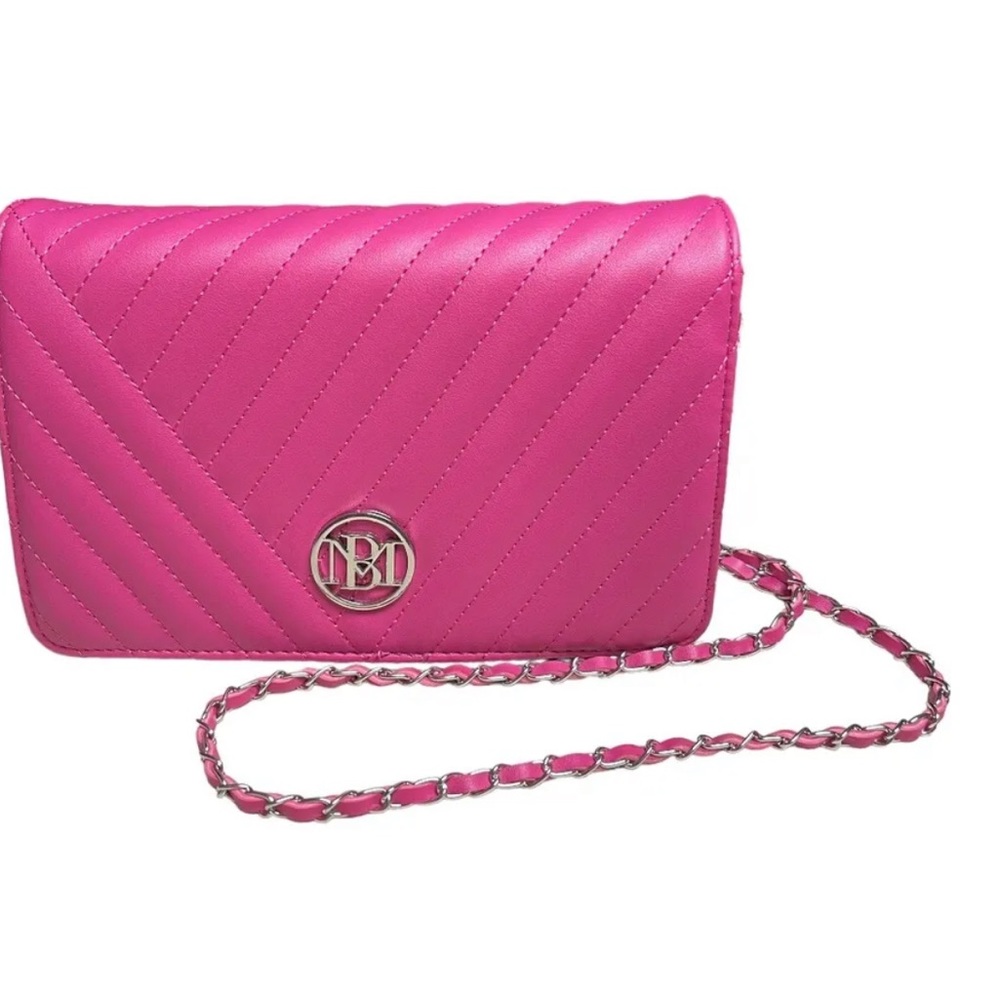 NWT Badgley Mischka with round logo Crossbody Bag in Barbie Pink retail for $99